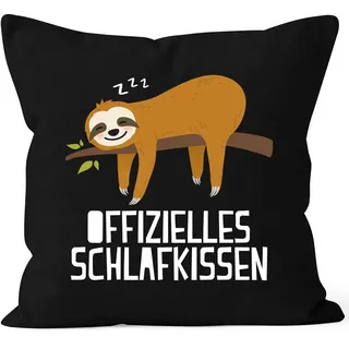 MoonWorks® Kissenbezug Spruch Offizielles Schlafkissen Faultier lustige Geschenke Dekokissen schwarz 40cm x 40cm