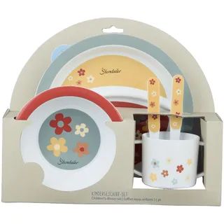 Sterntaler Geschirrset Pferd Sunny - Baby und Kinder Geschirr mit rutschfestem Sockel an Teller, Tasse und Becher - robustes Baby und Kindergeschirr aus lebensmittelechtem Material, mattrot