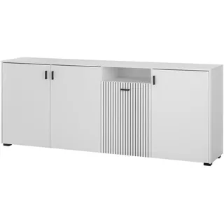 Furn.Design Sideboard weiß matt, Kommode 200 cm mit 12 Fächern und Soft-Close , Metall , Nachbildung , Uni , 7 Fächer , Rechteckig , eckig , 200x80x42 cm , FSC 100% , Kleinmöbel, Kommoden, Sideboards
