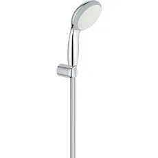 GROHE Vitalio Go 100 &; QuickGlue S1 – Handbrause-Set (Regenstrahl-Handbrause 100mm, Anti-Kalk-System, ShockProof Silikonring, Brauseschlauch 1750 mm, Wandhalterung), chrom, 26198000