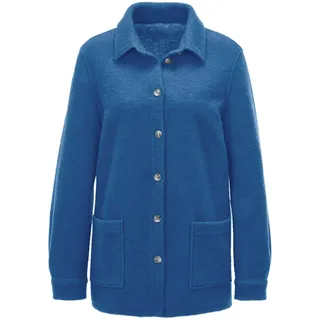GOLDNER Sommerjacke "Lässige Wolljacke mit Hemdkragen" Knöpfe, atlantikblau