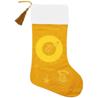 Harry Potter Weihnachtsstrumpf - Weißer Rand / Gold Quaste - Hufflepuff