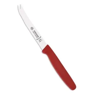 Giesser Tomatenmesser mit Zinken, Ideal zum Schneiden von Tomaten und beim Vespern, Farbe: rot