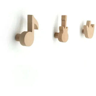 anaan Noti Wandhaken Kinder aus Holz 3er Set Kleiderhaken für Kinderzimmer Garderobenhaken zur Wandmontage Kinder Garderobe für Jacken Rucksäcke Taschen
