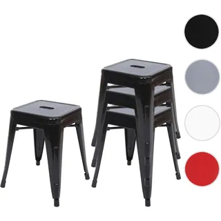 4er-Set Hocker HWC-A73, Metallhocker Sitzhocker, Metall Industriedesign stapelbar ~ schwarz