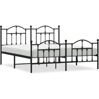vidaXL Metallbett ohne Matratze mit Fußteil Schwarz 180x200 cm - Schwarz