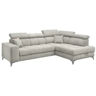 ed exciting design Ecksofa beige, Textil, 4-Sitzer, Ottomane rechts,L-Form, 282x198 cm, Wohnzimmer, Sofas, & 2 Zierkissen
