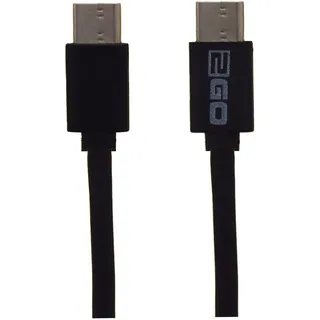 2Go USB Datenkabel USB-C auf USB-C 1 Meter Schwarz