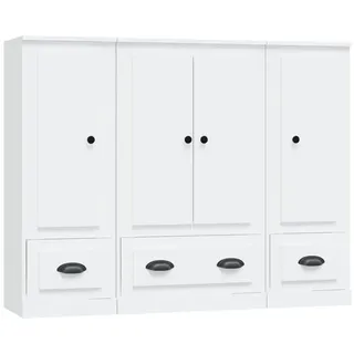 vidaXL Highboards 3 Stk. Weiß Holzwerkstoff