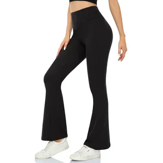 ACTINPUT Yogahose Damen Schlaghose Blickdicht Flared Leggings Bootleg Sporthose Bootcut Jogginghose Fitnesshose Jazzpants(Schwarz,S)