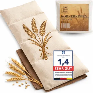 Körnerkissen Gross 20x50 cm – Mikrowellen Wärmekissen mit natürlichen Körnern – Wärme- & Kältetherapie – abnehmbarer waschbarer Bezug – Wärmekissen gegen Koliken, Nacken- & Schulterverspannungen
