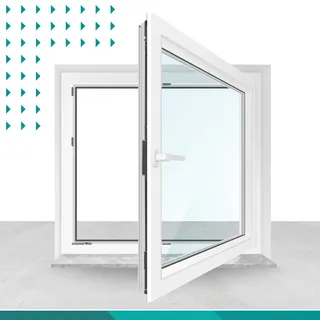 Kunststofffenster 70 mm Bautiefe Dreh-Kippfunktion 2-fach : Innen Weiß / Außen W...