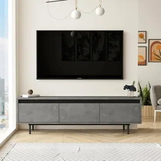 Dmora - Fernsehschrank Hydra, Ständer für Wohnzimmerfernseher, Niedriges Wohnzimmer-Sideboard, TV-Ständerbasis, 160x36 h45 cm, Silber und Schwarz