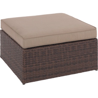 Ambia Garden Loungehocker , Braun, Beige , Metall, Kunststoff, Glas, Textil , quadratisch , 70x31x70 cm , Gartenmöbel, Loungemöbel