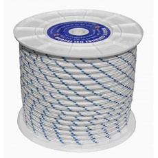 Cordon Nylon geflochten 10 mm weiß/blau 100 MTS.