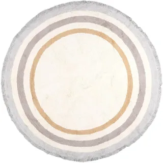 Waschbarer Kinderteppich Rund - Milo Grau | 100% Baumwolle - Ø 120cm | Border - Krabbeldecke - Spielmatte - Bedroom - Jungen - Mädchen