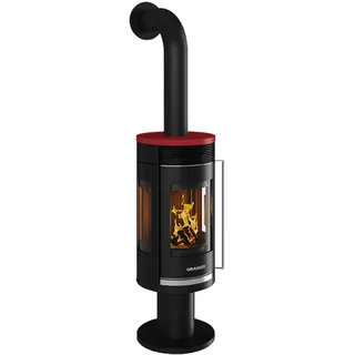 Oranier | Kaminofen | Rota Twist | 5,5 kW | Schwarz, Top Bordeauxrot