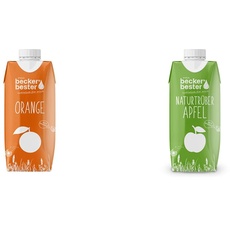 beckers bester Orange - 12er Pack - Orangensaft - 100% natürlicher Direktsaft - Co2-neutral hergestellt - Vegan - Ohne Gentechnik - (12 x 330 ml) & Naturtrüber Apfel - Apfelsaft - 12 x 330 ml