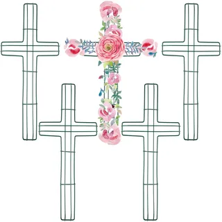5 Stück Kreuz-Metallkranzrahmen Kreuzförmiger Metalldraht Blumenkranz Form für Weihnachten Ostern Neujahr Garten Religiöse Kirche DIY Handwerk Projekt Indoor Outdoor Hängende Dekorationen, 40,6 cm