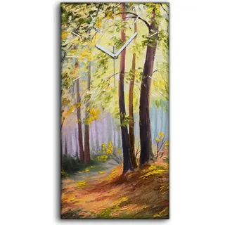 Dekor Leinwand Uhr Wandbilder Quarz 30x60 Frühling Landschafts Bäume Bunte Wald - weiße Hände