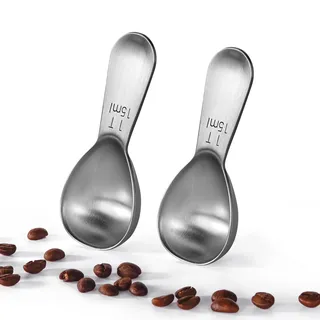 U-Taste Kaffeelöffel aus 18/8 Edelstahl, Robuste Metall-Messlöffel mit kurzem Griff für gemahlene Kaffeebohnen, Pulver, Espresso, Tee, Zucker, Mehl (15ml, 2er-Set)