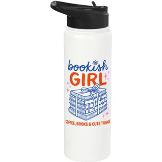 Bookish Girl Book Lover Coffee Books Cute Reading Aesthetic Stainless Steel Insulated Water Bottle