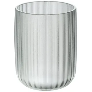 WENKO Zahnputzbecher Agropoli Transparent, Zahnbürstenhalter für Zahnbürste und Zahnpasta aus hochwertigem Kunststoff mit plastischer Formgebung und gefrosteter Oberfläche, Ø 7,5 x 10 cm