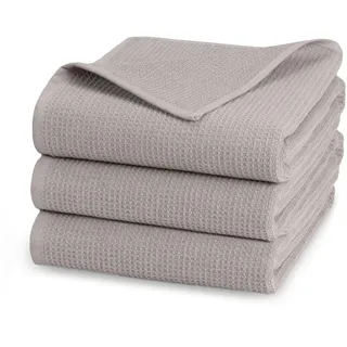 ZOLLNER Waffelpique Handtuchset 3-tlg. grau
