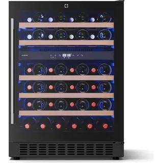 Klarstein Illuminosa Unterbau Weinkühlschrank - 46 Flaschen, 2 Zonen, 5-22°C, LED, Touch, UV-Schutz, leise, Einbau, Weinkühlschrank zum Einbauen - Schwarz