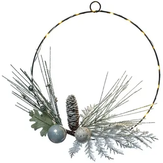 12 Warmes Weiß LED`S Metall Weihnachten Hängende Dekoration Mit Kugeln Kreis