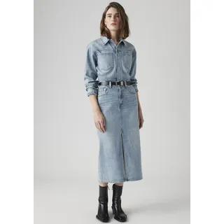 Jeanskleid LEVI'S "WESTERN DENIM MID", Damen, Gr. 31, N-Gr, feeling this, Denim/Jeans, Obermaterial: 100% Baumwolle, Kleider Jeanskleid, Denim-Midi-Hemdkleid