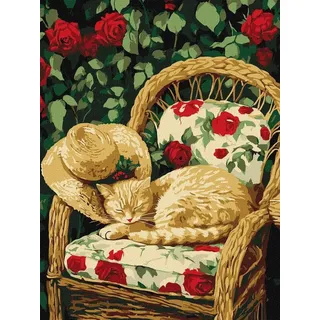 Malen nach Zahlen Katze im Garten 30x40 cm