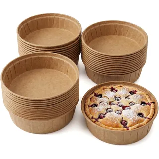 50 Stück Mini Kuchenformen Papier,Verdicket Törtchenformen mit Durchmesser von 12 cm, Unbleich & Hitzebeständig, Quicheform für Party & Weihnachten & Hochzeit