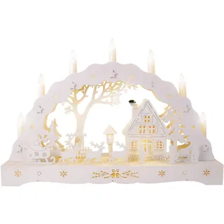 The Christmas Workshop Kerzenbrücke aus Holz mit 7 warmweißen Kerzen, Weihnachtsdeko, batteriebetrieben, 43 x 28 x 8 cm, 88200