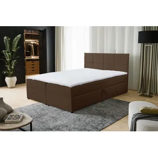VENASI BETTY Boxspringbett 140x200 mit Bettkästen H2/H3 Matratze BRAUN - Braun
