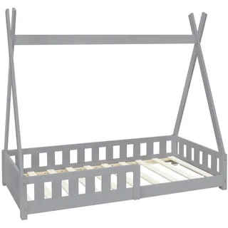 ML-Design Kinderbett Tipi 80 x 160 cm Kiefer massiv grau