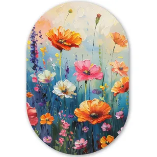 MuchoWow Wandbild Blumen - Natur - Aquarell - Kunst 60x90 cm , Kunststoff , Oval , 60x90 cm , einfache und schnelle Anbringung , Bilder & Rahmen, Bilderrahmen, Bilderrahmen & Fotorahmen