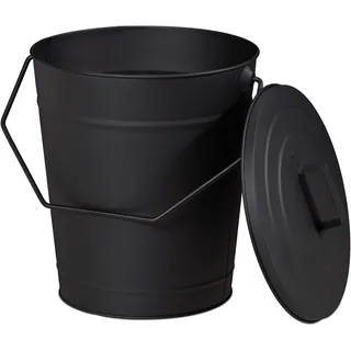 Relaxdays Ascheeimer Stahl 12L Schwarz