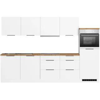 KOCHSTATION Küchenzeile »KS-Lagos2, Küche Komplettset, Breite 300cm« wahlweise mit E-Geräten, mit 38mm starker Arbeitsplatte, weiß