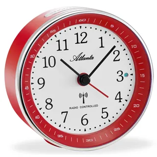 Atlanta Funkwecker ohne Ticken mit Licht Snooze Crescendo Alarmanzeige Analog - 1868/1 (Rot)