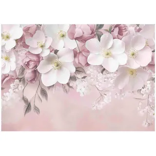 WallArena Fototapete Blumen Betonwand Schlafzimmer 400x280