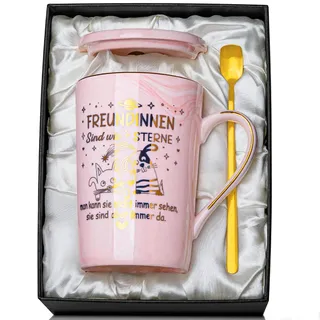 Biching Beste Freundin Geschenke - FREUNDINNEN sind wie STERNE Tazza - Personalisierte Geschenke für Freundinnen Einzigartige Geschenkideen für Freunde Tasse Mit Exquisiter Geschenkbox Rosa 400ml