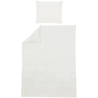 Meyco Home Uni Bettwäsche für 1-Person (Baumwolle, atmungsaktives Material, einfache Pflege, praktischer Einschlagstreifen, Maße: 140 x 200/220 cm), Cremeweiß