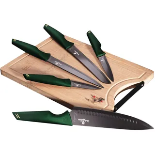 5Er Set Küchenmesser Mit Brett Berlinger Haus Bh-2706 - Silber, Grün, Braun