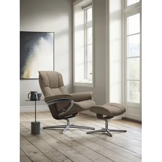 Stressless® Relaxsessel »Mayfair«, (Set, Relaxsessel mit Hocker), mit Hocker, mit Cross Base, Größe S, M & L, Holzakzent Wenge beige