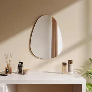 EMKE Spiegel Asymmetrisch Dekorative Wandspiegel 60 x 45 cm Badezimmer Spiegel Unregelmäßiger mit Vier Aufhängelöchern HD Wandspiegel aus Glas für Badezimmer, Schlafzimmer, Flur, Waschtisch