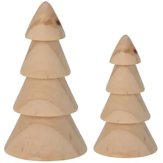 Mobili Rebecca Kleinen Weihnachtsbäumen Set, 2 pieces Braun 10/10/18 cm , Holz , 10x18x10 cm , Dekoration, Weihnachtsdekoration