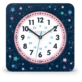 Cander Berlin MNU 4025 Q Kinderwanduhr lautlos 25 cm Sterne analog Lernuhr Jungen Mädchen Kinderzimmer ohne Tickgeräusche