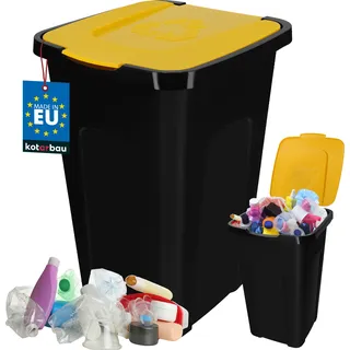 KOTARBAU® Abfalleimer 50l Mülltrennung Deckel in Gelb Polyethylen Mülltonne 50l Abfalltonne mit Deckel Eimer 50l mit Deckel Mülltonne groß Eimer 50 Liter - Gelb