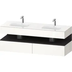 Duravit Qatego Einbauwaschtisch mit Konsolenwaschtischunterbau, 1600x550x600mm, Nische Graphit Supermatt, Doppelwaschtisch, QA4797080, Farbe: Weiß Hochglanz/mit Nischenbeleuchtung